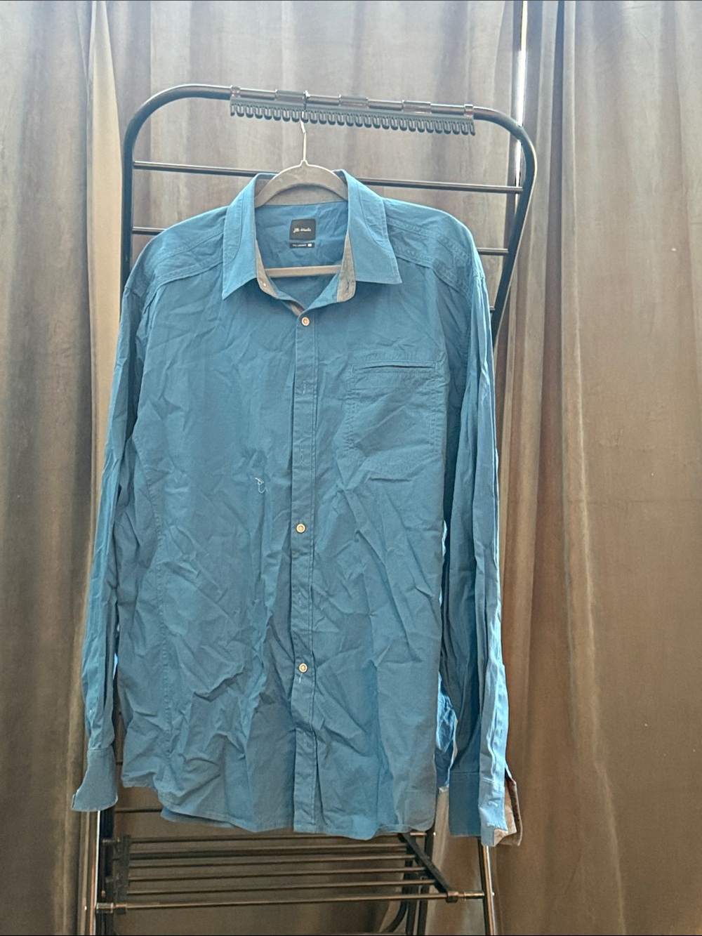 Blue Long-Sleeve Button-Up Shirt